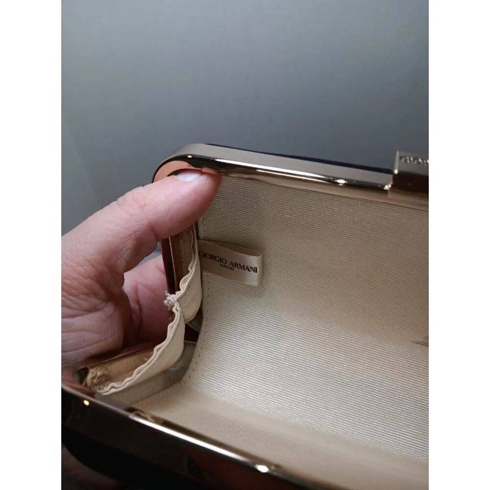 Giorgio Armani Parfums Matte Black Cosmetics Satin Snap Clutch Purse Case